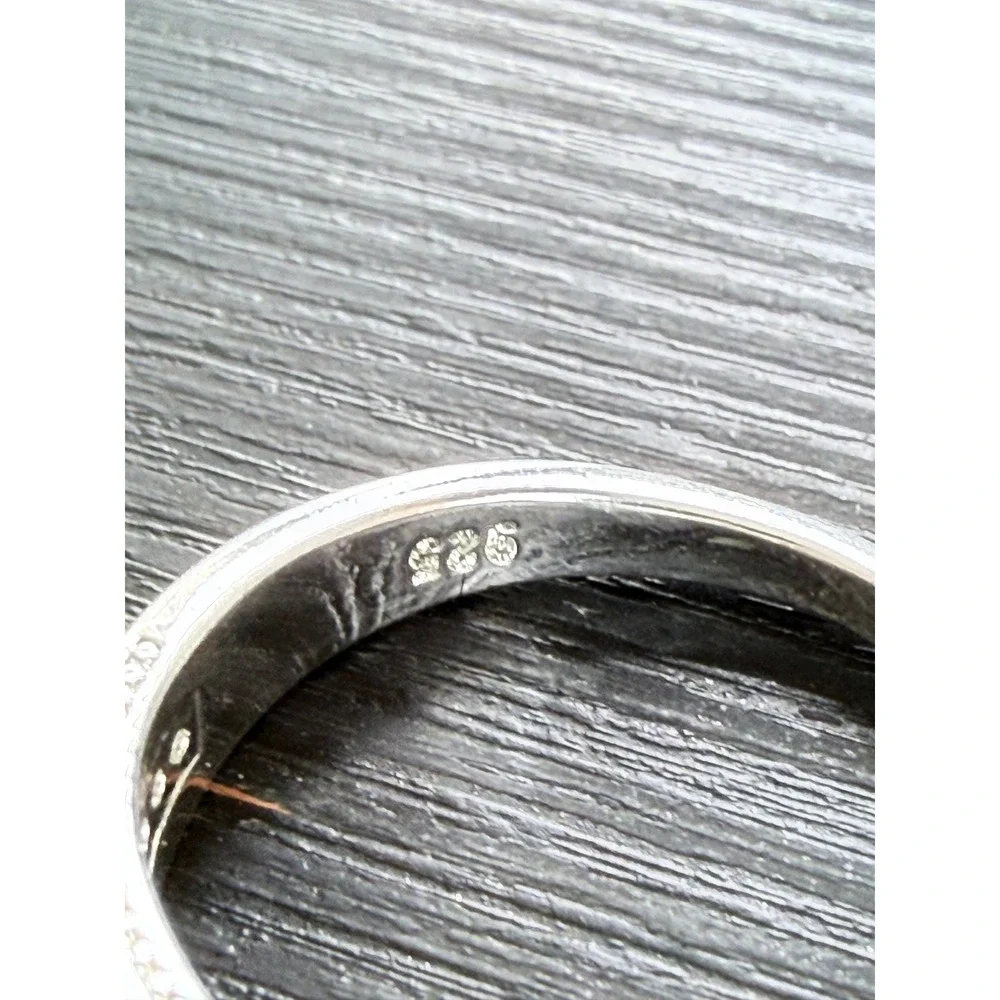 Ring Women Size 7.5 Silver 925 Round Cut Solitaire Accent